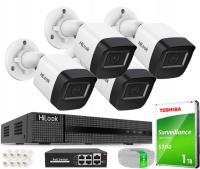 ZESTAW MONITORINGU IP 4 KAMERY 4MPX IR20M HILOOK by HIKVISION POE 1TB