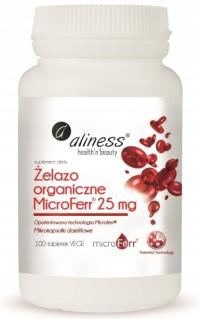 Aliness органическое железо MicroFerr 25 мг здоровое сердце мышцы 100 вкладка кровь
