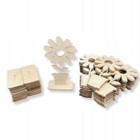 Stokrotka w doniczce drewniany kwiat 25cm zestaw 50szt NA WARSZTATY ZAJĘCIA