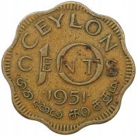 CEJLON 10 CENTS 1951 FALOWANA 41D2