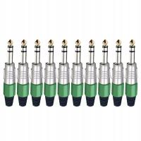 Green 10pcs Mono/STEREO Sophomore Core Jack 6.35mm Wire Connector Audi Plug