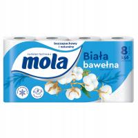 Papier Toaletowy Mola White Bawełniana Biel Delikatny Miękki (8 rolek)