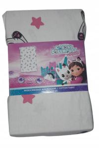 Prześcieradło 100% bawełna KOCI DOMEK GABI 90x200 gwiazdki kotki białe