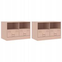 Szafki pod telewizor, 2 szt., różowe, 67x39x44 cm, stalowe