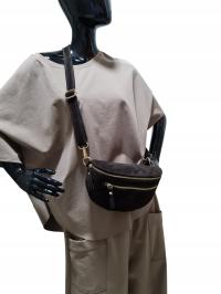 Vera Pelle czekoladowa torebka nerka saszetka zamszowa skóra naturalna