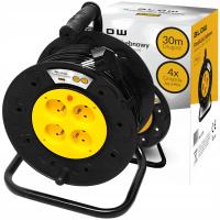 PRZEDŁUŻACZ BĘBNOWY BUDOWLANY OGRODOWY NA BĘBNIE ZWIJAK 4 GNIAZDA 3x1,5 30m