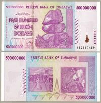 Zimbabwe 500000000 Dolar 2008 P-82 AU