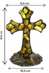 Ręcznie wykonany stojący krzyż z bursztynu bałtyckiego – unikalne dewocjona