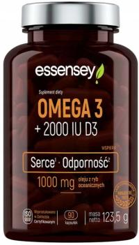 TREC ESSENSEY OMEGA 3 + D3 2000 witamina D ODPORNOŚĆ TRAN SERCE 90 kaps.