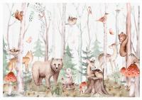 Фотообои для детей обои лес медведь лесные животные на размер клей бесплатно