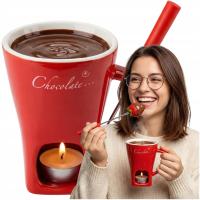 Ceramiczny KUBEK DO FONDUE czekoladowego ZESTAW DO GORĄCEJ CZEKOLADY
