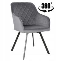 Krzesło obrotowe tapicerowane welurowe szare do salonu jadalni biura PANKO
