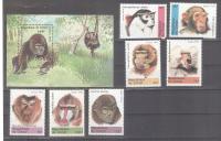 MAŁPY - KONGO - Mi. nr. 1299/1305** _ bl. 85** - 1991 rok.