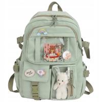 Зеленый Kl 1-3 школьный рюкзак с плюшевым мишкой булавки школьная сумка для девочки
