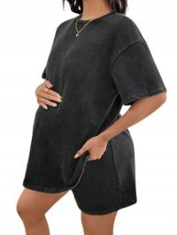 SHEIN CZARNY KOMPLET CIĄŻOWY T- SHIRT I SPODENKI 40/42 11EE