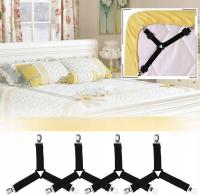 Ściągacze Klipsy Gumki Napinacze Do Prześcieradeł - Zestaw 4 Czarnych Sztuk