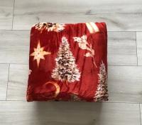 Koc Dwustronny Mikrofibra/Baranek 160x200 Wzór Świąteczny Choinki