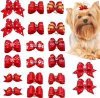 Spinka kokardki dla psa yorka shih tzu gumki 10 x Kokardki czerwone Latex