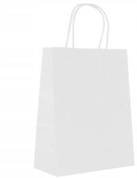 TORBA PAPIEROWA biała UCHO SKRĘCANE 18x22 cm 50 szt.