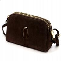 TOREBKA DAMSKA ZAMSZOWA LISTONOSZKA BRĄZOWA VERA PELLE SKÓRZANA CZEKOLADOWA