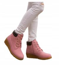 Детские Пинетки розовые слегка утепленные ботинки на низкой танкетке 16625