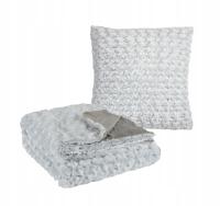 Zestaw Włochate Poduszki 2 szt. i Koc Szara Spirala Róża