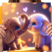 HAFT DIAMENTOWY Diamond Painting Mozaika Zestaw Dla Dzieci Zwierzęta Słonie