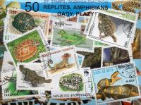Pakiet 50 znaczków pocztowych - GADY PŁAZY