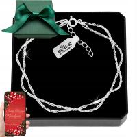 Женский серебряный браслет 925 двойной Сингапур регулируемый для подарка