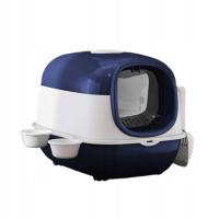 Hooded Cat Litter Box with Lid with Cat Bowls Fully Enclosed Cat Dark Blue