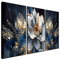 Obraz na płótnie do salonu na ścianę KWIAT GLAMUR 3 częściowy 120x60