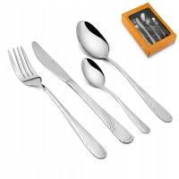 Zestaw SZTUĆCÓW Stalowe Komplet Srebrne dla 6 osób Tadar Amazon 24 el