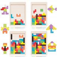 Drewniana układanka Tetris Puzzle drewniane 40 elementów Montessori Tangram