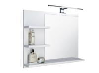 Белое зеркало для ванной комнаты с 3 полками, светодиодная лампа, L