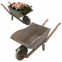 TACZKA DREWNIANA DONICZKA NA KWIATY KWIETNIK TACZKA DEKORACYJNA Z DREWNA