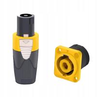 Yellow 4pins2pcs NL4FX Speakon Cable Adapter Connectors 4 Pole Audio S Plug