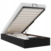 Rama łóżka otomana czarna 203 x 90 x 23,5 cm, sztuczna skóra