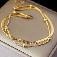 BRANSOLETKA ZŁOTA PODWÓJNA ŻMIJKA KULKI STAL CHIRURGICZNA