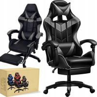 FOTEL GAMINGOWY DLA GRACZA KUBEŁKOWY KRZESŁO BIUROWE PODNÓŻEK LC06