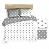 Poszwa bawełniana 200x200 szara biała gwiazdki grochy