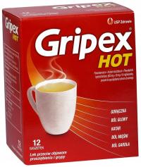 Gripex Hot przeziębienie grypa o smaku cytrynowym 12 saszetek