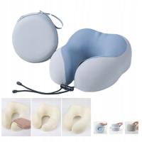 Poduszka podróżna na szyję z pianki memory – chłodny jedwabny zagłówek z pudełkiem do przechowywania