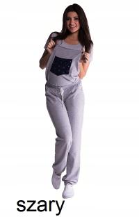 Spodnie dresowe ciążowe ogrodniczki bawełna - PRODUKT POLSKI