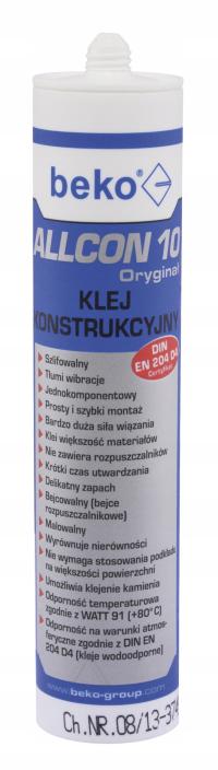Beko Klej konstrukcyjny montażowy ALLCON 10 310ml MOCNIEJSZY NIŻ MAMUT