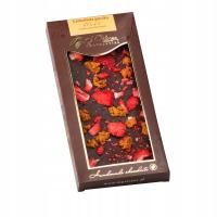 Czekolada gorzka 70,4% z pigwą i truskawkami, ręcznie robiona