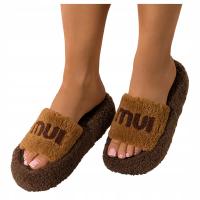 KAPCIE Camelowe Damskie Domowe WYGODNE Materiał Typu Baranek LEKKIE