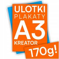 170g PLAKATY PLAKAT ULOTKI A3 100 szt JAKOŚĆ KREATOR DO PROJEKTOWANIA