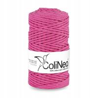 ColiNea sznurek pleciony do makramy 100% bawełna, 3mm 100m, fuksja
