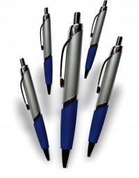 DŁUGOPISY REKLAMOWE Z NADRUKIEM Denver, niebiesko/srebrne, 50szt