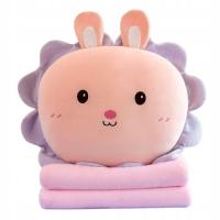 Koc z Poduszką Maskotka 2w1 Przytulanka Królik Miś Kocyk